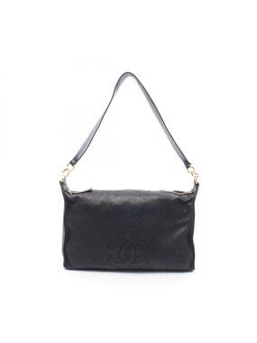 Chanel Shoulder Bag CC Logo Black Leather
